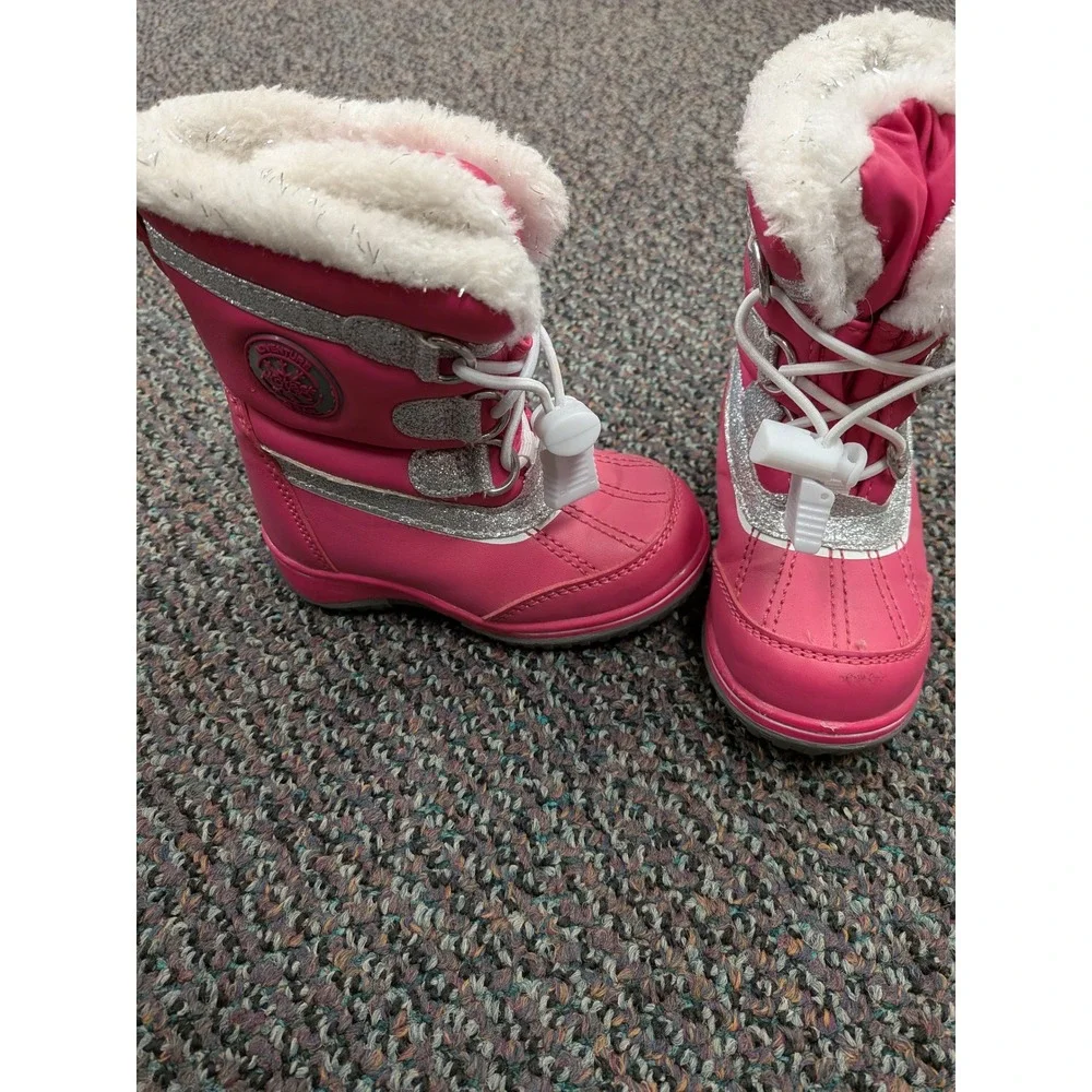 Totes Adventure Gear Girls Pink Glitter Faux Fur Snow Boots Size 5 Toddler